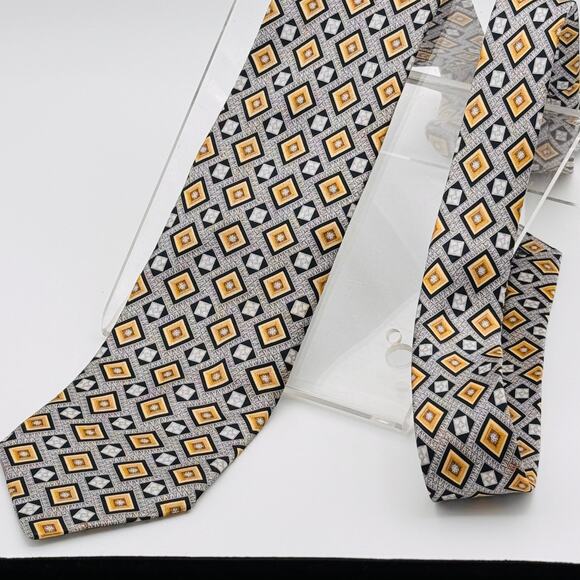 Silver and Blue Mens Brioni Tie - Picture 5 of 5